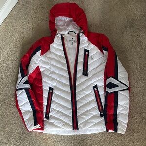 Spyder Red and White Hooded Jacket